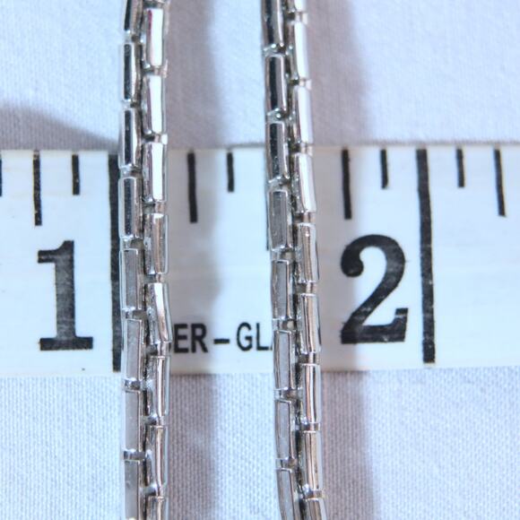 Double Stranded Choker Necklace Silver Tone Cylindrical Links Barrel Clasp - Picture 8 of 9